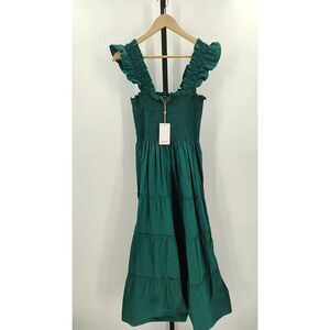 Quince 100% Organic Cotton Poplin Smocked Midi Dress Green